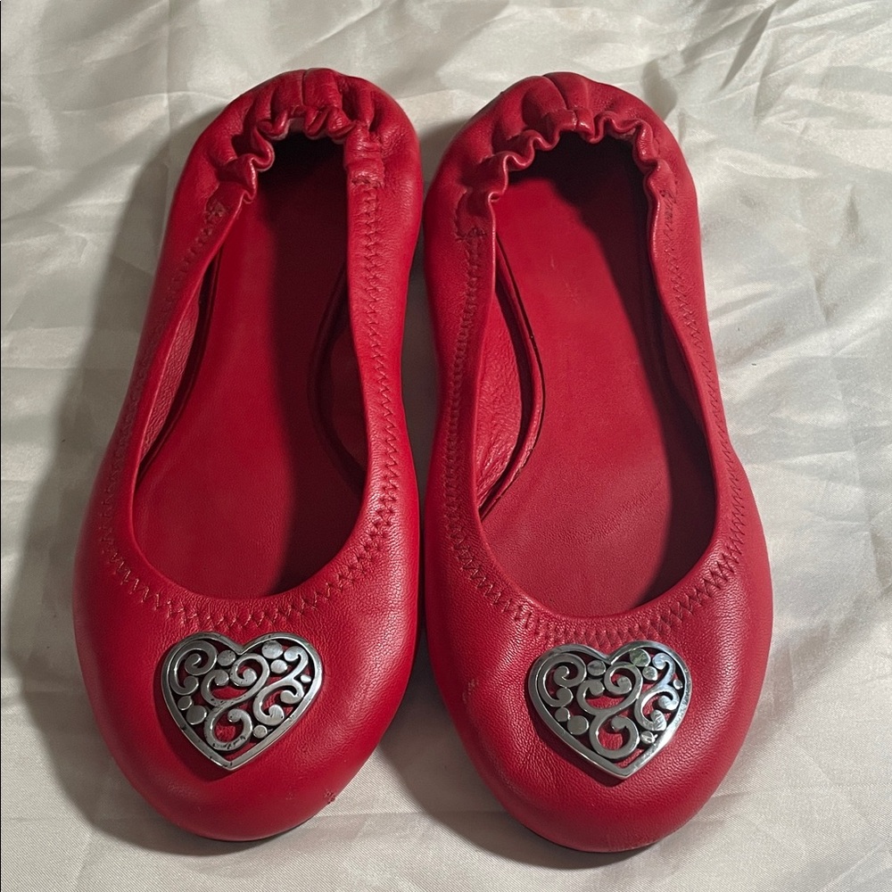 Brighton Red Ballet Flats with Heart Detail